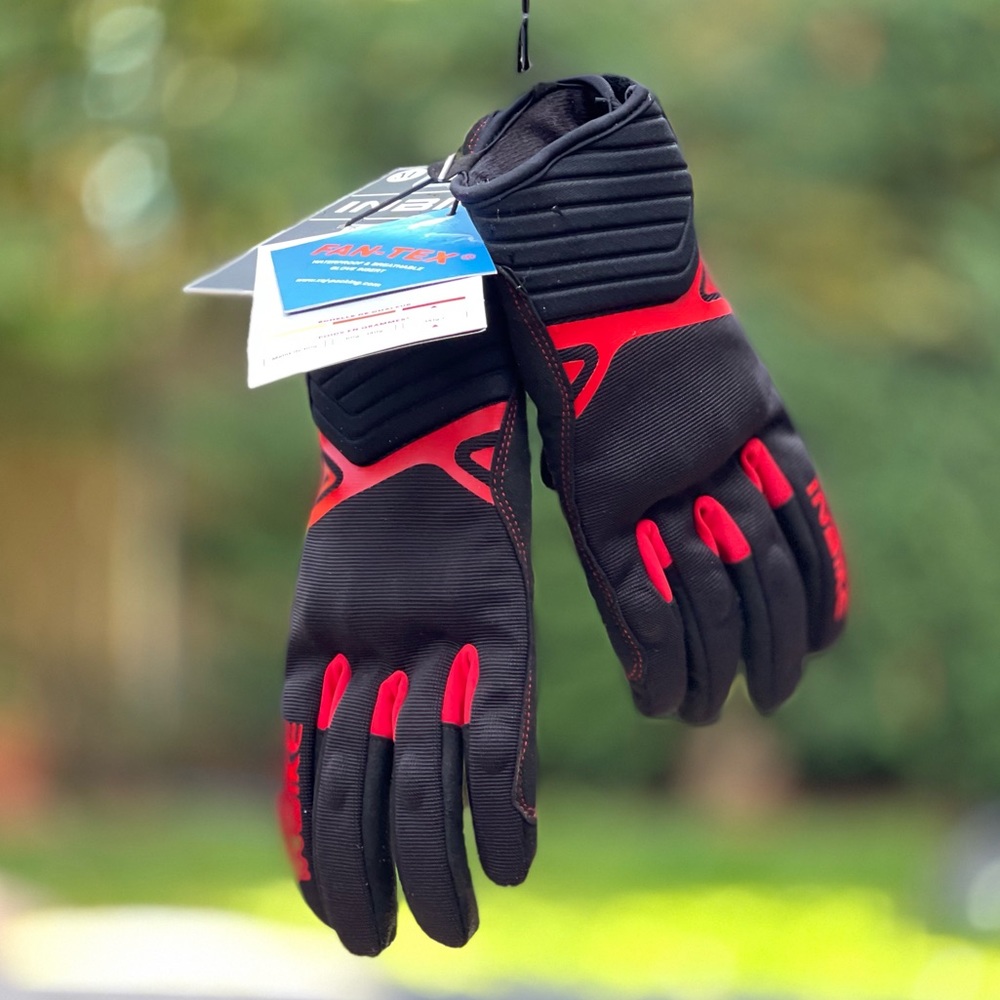 INBIKE Waterproof Motorcycle Gloves (Black & Red, Medium)